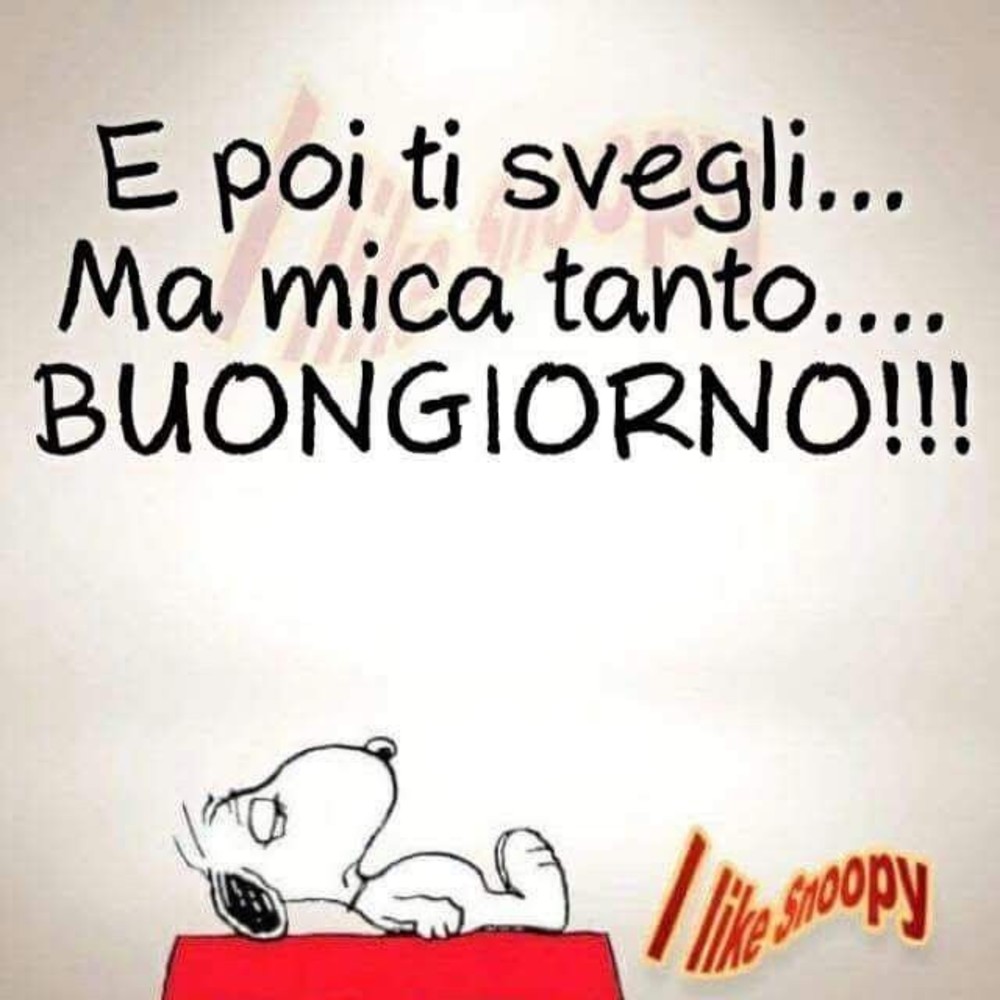 Snoopy frasi per Buongiorno